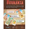 Dos de la boîte de Bohnanza présentant les règles du jeu, le contenu de la boîte et des exemples de cartes