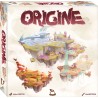 Boîte de Origine, un jeu coopératif de déduction où les joueurs incarnent des divinités cosmiques créant une planète