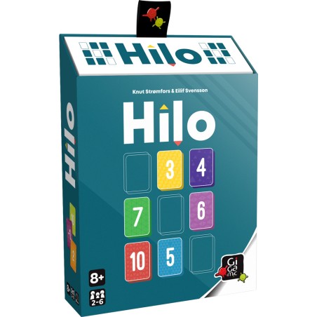 Boîte du jeu de société Hilo : plongez dans ce jeu de cartes et de stratégie.